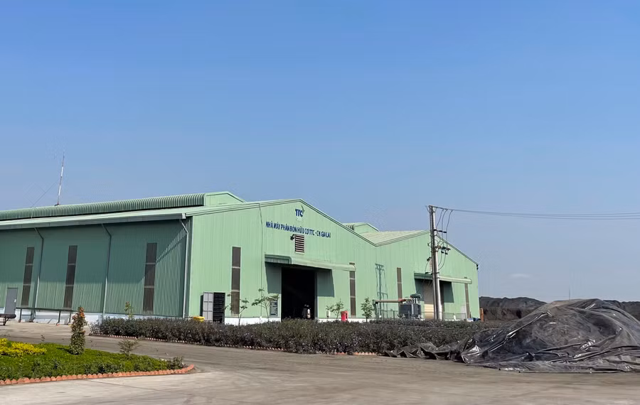 Dự án sản xuất phân vi sinh của Công ty cổ phần Phát triển nông nghiệp Thành Thành Công-Chi nhánh Gia Lai tại Cụm Công nghiệp Ia Sao (thị xã Ayun Pa). Ảnh: Vũ Thảo