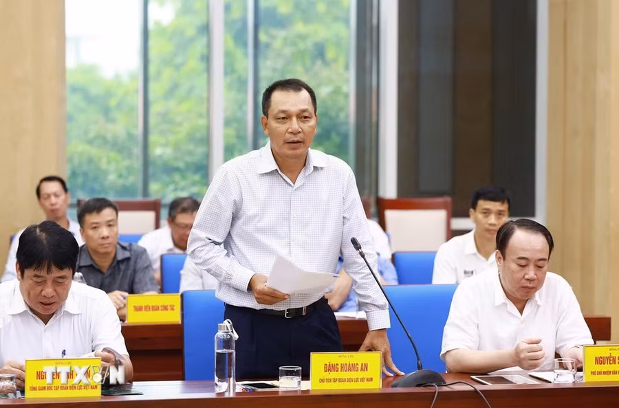 Chủ tịch Tập đoàn Điện lực Việt Nam Đặng Hoàng An phát biểu. (Ảnh: Dương Giang/TTXVN)
