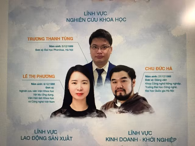 Ba nhà khoa học lọt top 20 Gương mặt trẻ Việt Nam tiêu biểu. Ảnh: BTC