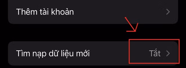Cài đặt -> Mail, danh bạ, lịch -> Tài khoản -> tìm nạp dữ liệu mới và tắt push
