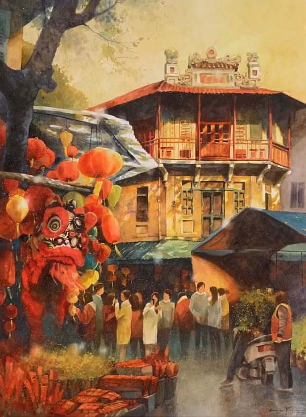 Góc phố cổ gần dịp Trung Thu.