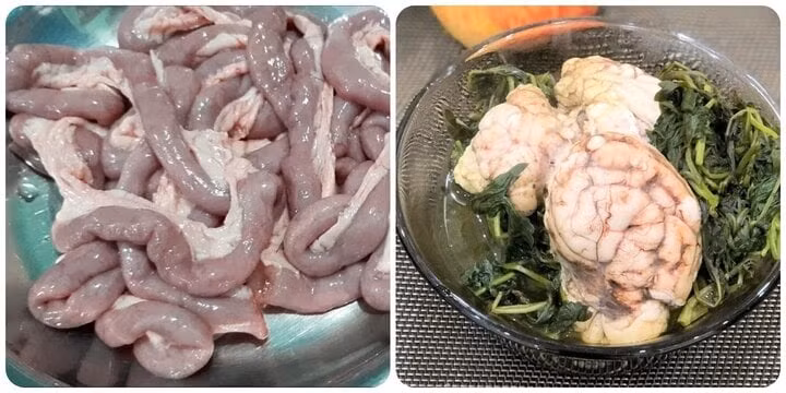 Lòng lợn và óc lợn là hai bộ phận được khuyến cáo không nên ăn nhiều