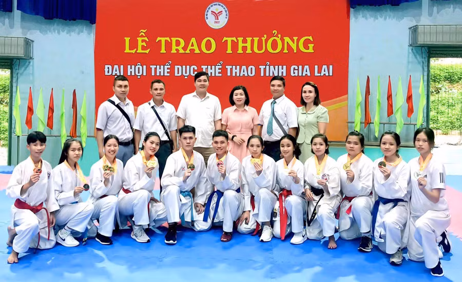 Võ đường Vĩnh Ngọc mang về 8 huy chương vàng cho đoàn huyện Ia Grai tại Đại hội Thể dục thể thao toàn tỉnh năm 2022. Ảnh: Thiên Di