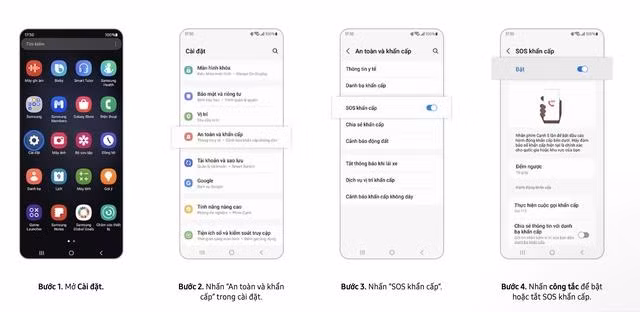 Bốn bước kích hoạt tính năng SOS khẩn cấp trên điện thoại Samsung