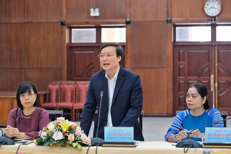 Chủ tịch UBND tỉnh Trương Hải Long phát biểu tại hội nghị. Ảnh: M.C
