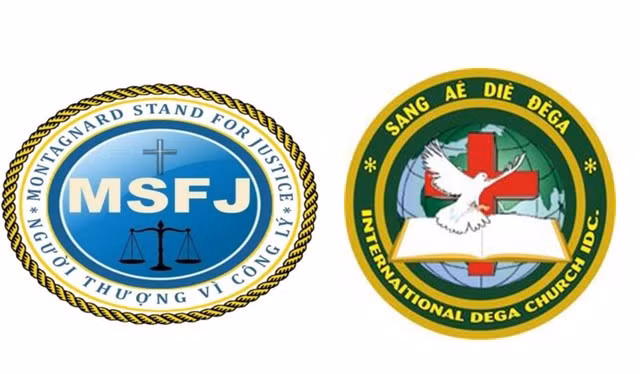 Tổ chức MSFI (bìa trái) và "Người Thượng vì công lý". Ảnh: Bộ Công an
