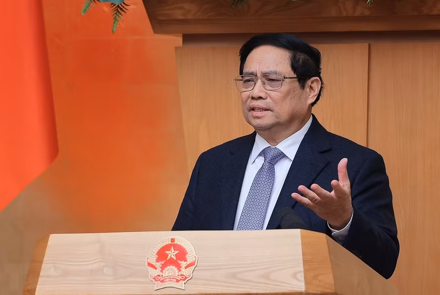 Thủ tướng Phạm Minh Chính kết luận phiên họp Chính phủ thường kỳ tháng 2 năm 2024. (Ảnh: Dương Giang/TTXVN)