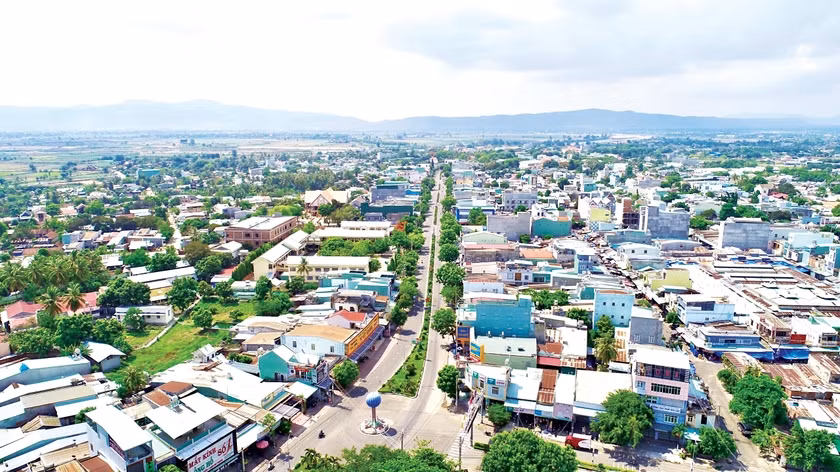 Trung tâm thị xã Ayun Pa nhìn từ trên cao. Ảnh: Gia Bảo
