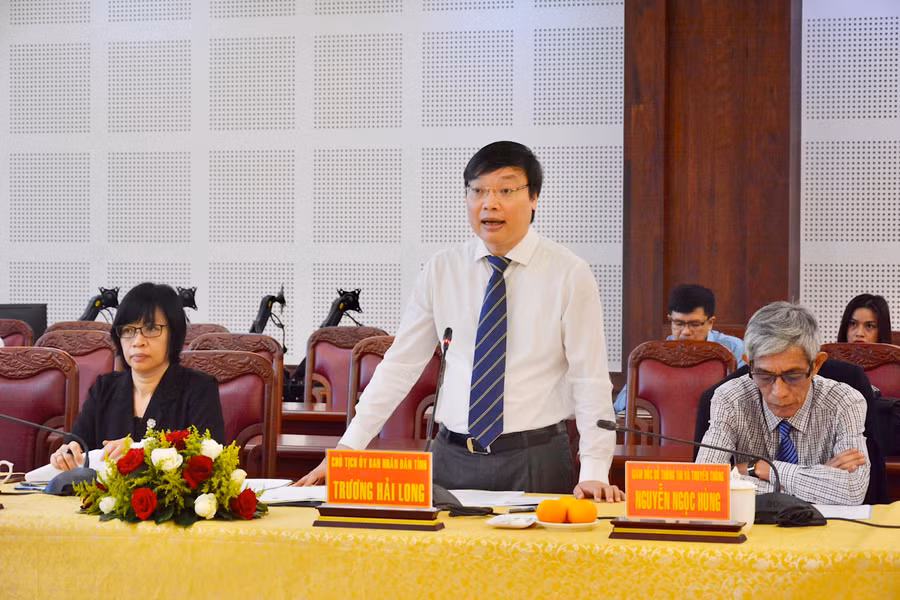 Chủ tịch UBND tỉnh Trương Hải Long ghi nhận và đánh giá cao năng lực, kinh nghiệm của Tập đoàn VNPT. Ảnh Hà Duy