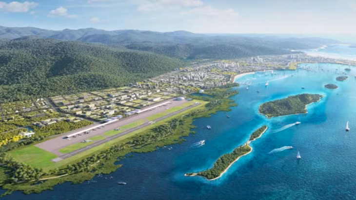Phối cảnh vị trí đề xuất quy hoạch sân bay Vân Phong. Ảnh: T.T/Nguồn TTO