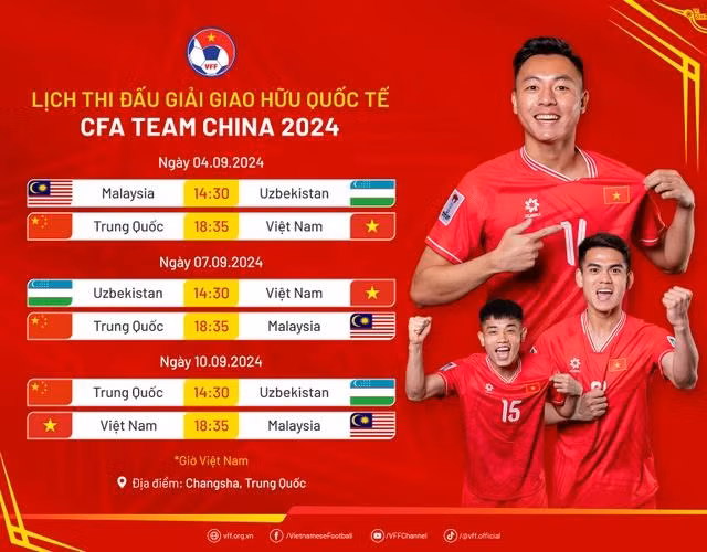 Lịch thi đấu giải U.22 quốc tế 2024 tại Trung Quốc