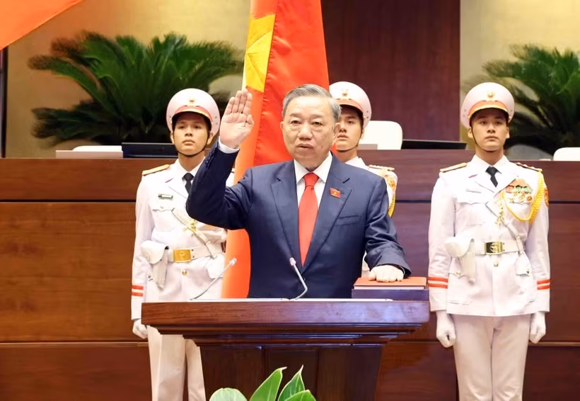 Đại tướng Tô Lâm đã chính thức tuyên thệ nhậm chức Chủ tịch nước Cộng hòa Xã hội Chủ nghĩa Việt Nam Khóa XV. (Ảnh: Mai Mai/Vietnam+) Đại tướng Tô Lâm đã chính thức tuyên thệ nhậm chức Chủ tịch nước Cộng hòa Xã hội Chủ nghĩa Việt Nam Khóa XV. (Ảnh: Mai Mai/Vietnam+)