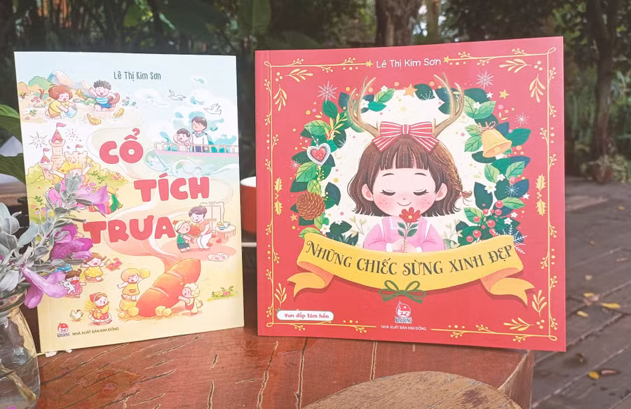 Bìa 2 tập truyện “Những chiếc sừng xinh đẹp” và “Cổ tích trưa” của tác giả Lê Thị Kim Sơn. Ảnh: L.P