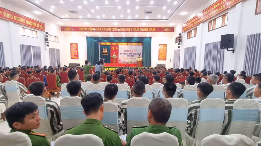 Trại giam Gia Trung tổ chức hội nghị đại biểu gia đình phạm nhân năm 2023. Ảnh: H.P