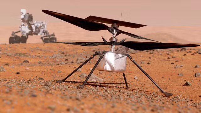 Ingenuity và người bạn Perseverance ở hậu cảnh. Ảnh đồ họa: NASA