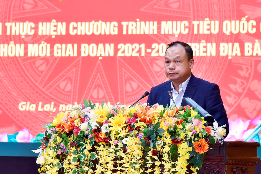 Phó Chủ tịch UBND tỉnh Dương Mah Tiệp phát biểu khai mạc hội nghị. Ảnh: Đ.T