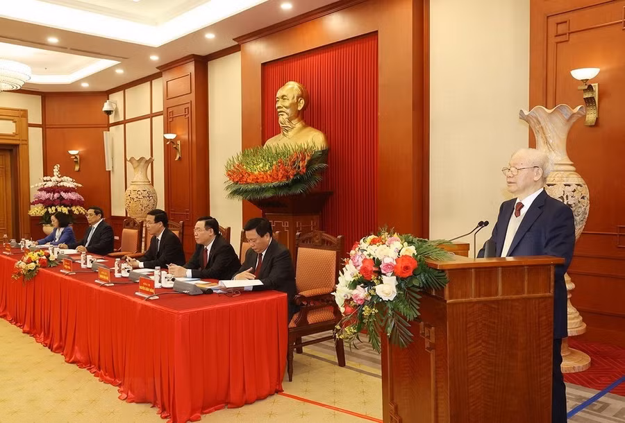 Tổng Bí thư Nguyễn Phú Trọng phát biểu. (Ảnh: Trí Dũng/TTXVN)