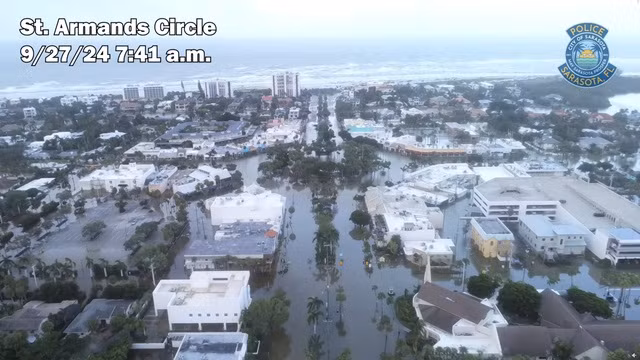 Khu vực bị ngập ở thành phố Saratosa, Florida ngày 27.9