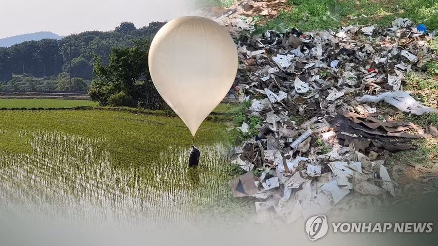 Hàn Quốc sẽ áp dụng biện pháp quân sự cứng rắn nếu như Triều Tiên tiếp tục thả bóng bay mang theo rác bay qua biên giới. Ảnh: Yonhap