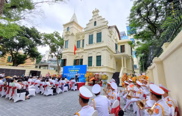 Công trình trụ sở mới của Liên hiệp các hội Văn học Nghệ thuật Việt Nam trong ngày khánh thành tại địa chỉ cũ 51 Trần Hưng Đạo, Hà Nội (1/8/2024).