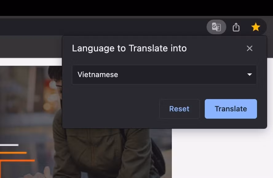 Lựa chọn ngôn ngữ khi dịch cả trang web trên trình duyệt Chrome. Ảnh: Anh Vũ Lựa chọn ngôn ngữ khi dịch cả trang web trên trình duyệt Chrome. Ảnh: Anh Vũ