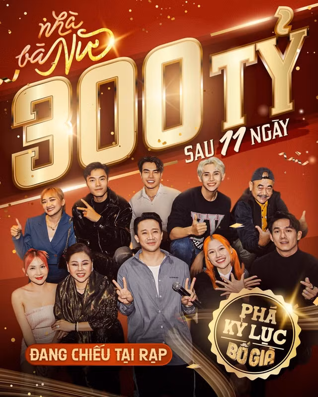 Nhà bà Nữ đạt doanh thu 300 tỉ đồng chỉ trong vòng 11 ngày, kỷ lục chưa từng có với một bộ phim Việt Nam. Ảnh: ĐPCC Nhà bà Nữ đạt doanh thu 300 tỉ đồng chỉ trong vòng 11 ngày, kỷ lục chưa từng có với một bộ phim Việt Nam. Ảnh: ĐPCC