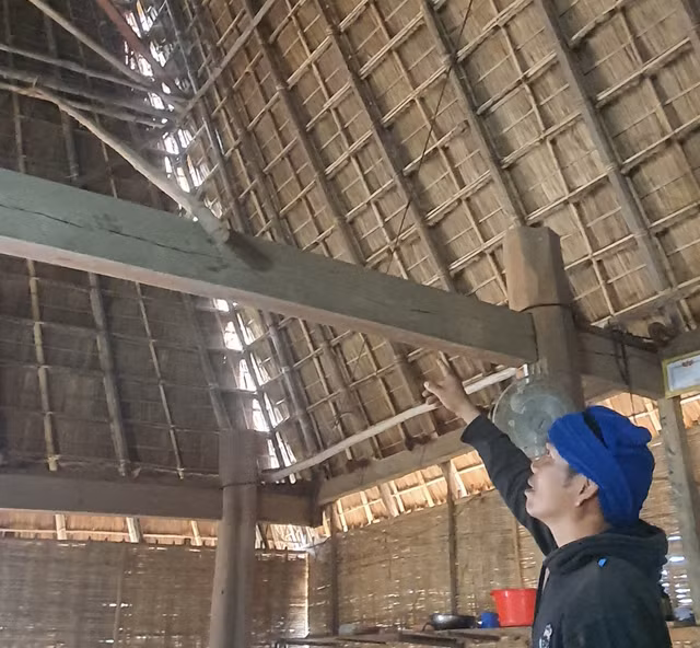 Mái nhà rông lợp tranh có độ bền tận 10 năm, mỗi năm chỉ cần dặm vá thêm