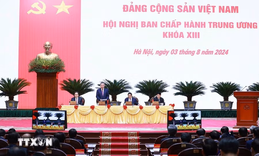 Quang cảnh phiên khai mạc Hội nghị Ban Chấp hành Trung ương khóa XIII. (Ảnh: Dương Giang/TTXVN)