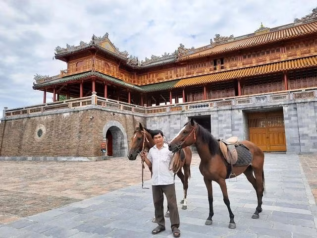 Hoàng Dung đem ngựa ra Huế đóng phim Hoàng Dung đem ngựa ra Huế đóng phim