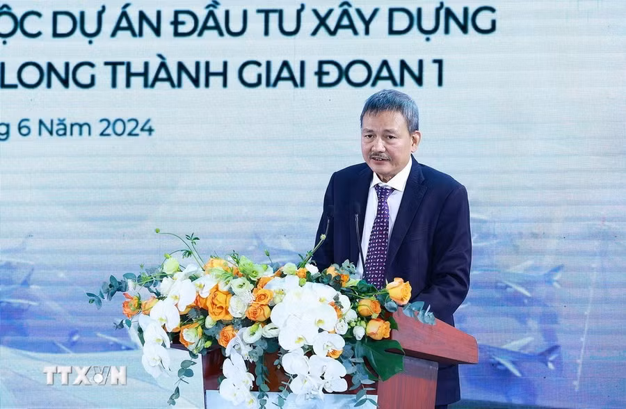 Chủ tịch Tổng Công ty Cảng hàng không Việt Nam (ACV) Lại Xuân Thanh phát biểu. (Ảnh: Dương Giang/TTXVN)