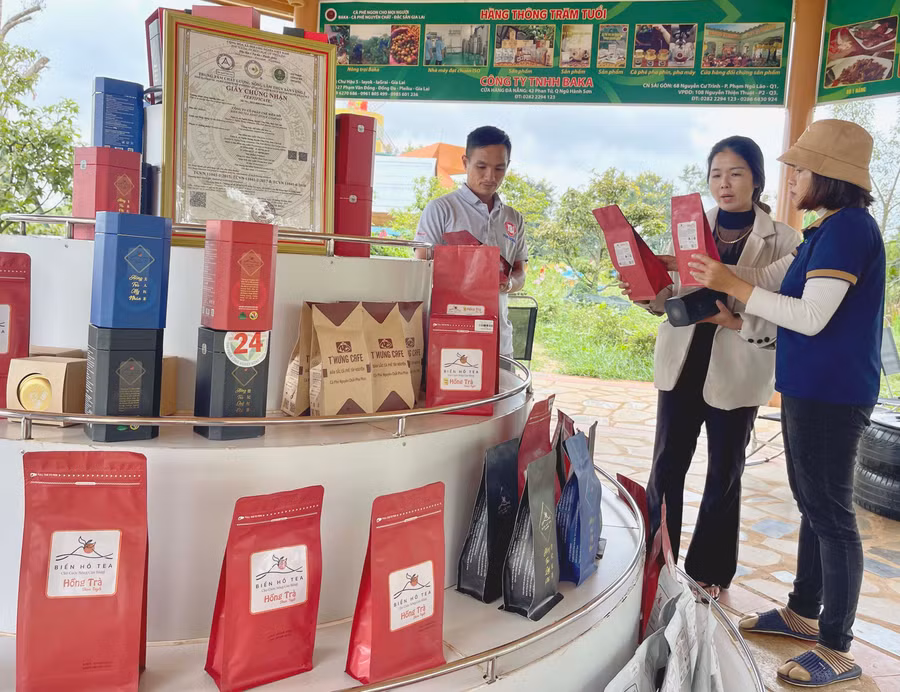 Bộ sản phẩm Hồng Trà của Công ty cổ phần Chè Biển Hồ được đề cử tham gia bình chọn sản phẩm CNNT tiêu biểu cấp khu vực năm 2024. Ảnh: V.T