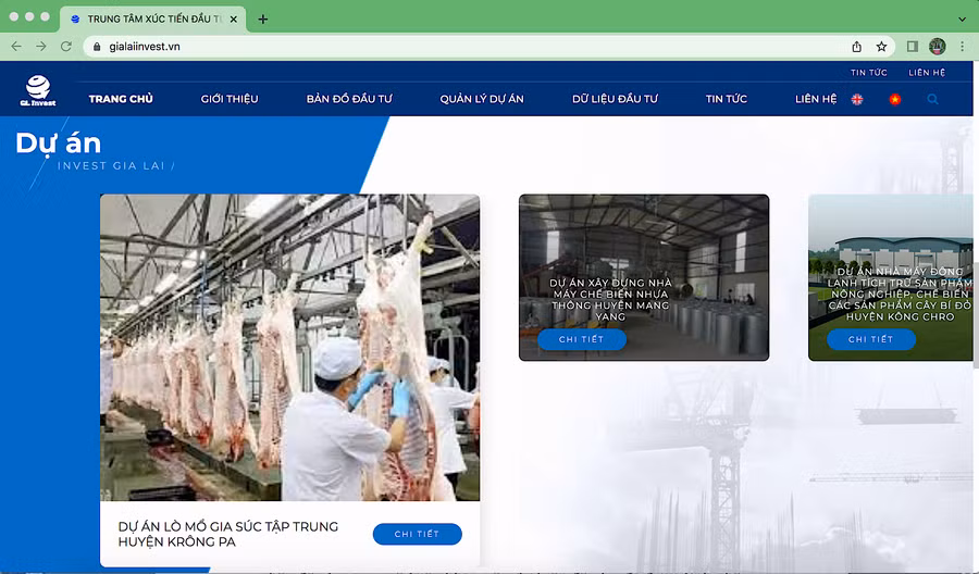 Các doanh nghiệp dễ dàng tiếp cận được thông tin chi tiết đối với dự án tỉnh đang kêu gọi đầu tư mà mình quan tâm tại phần mềm dữ liệu bản đồ dự án đầu tư tích hợp. Ảnh chụp màn hình