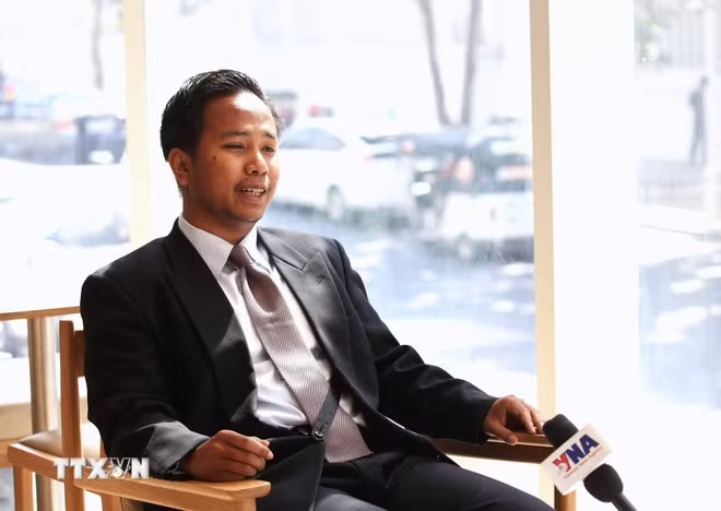 Thạc sỹ Him Raksmey - Giám đốc điều hành Trung tâm Nghiên cứu khu vực của Campuchia(CCRS). Ảnh: Hoàng Minh/TTXVN