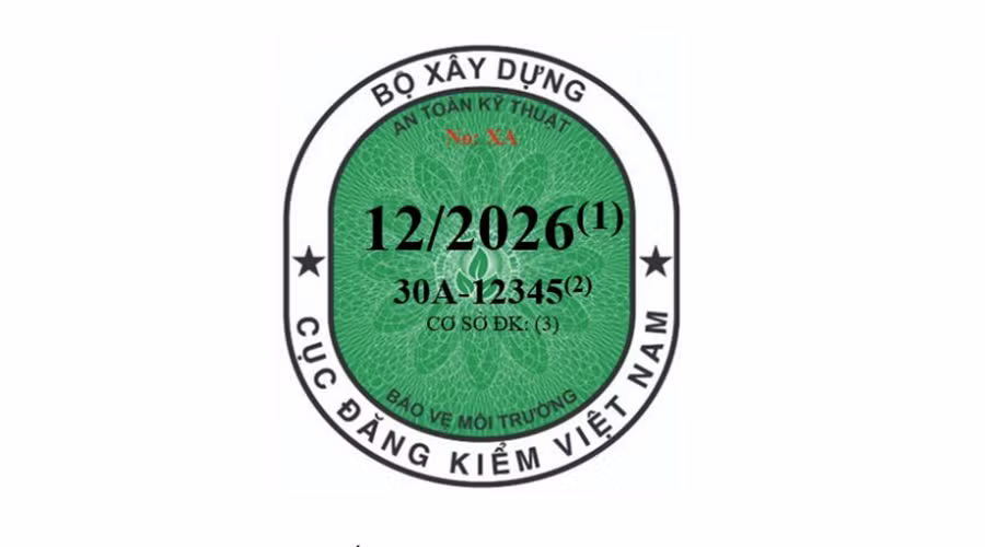 Tem đăng kiểm dành cho ô tô điện. Ảnh: BXD.