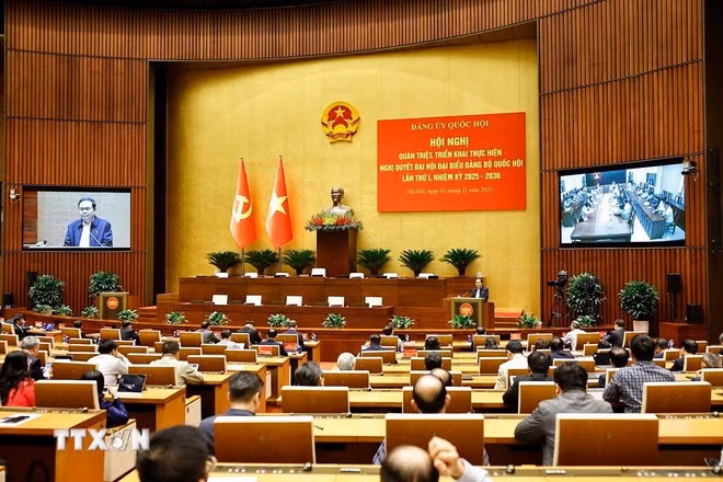 Chủ tịch Quốc hội Trần Thanh Mẫn phát biểu chỉ đạo hội nghị. Ảnh: Doãn Tấn/TTXVN
