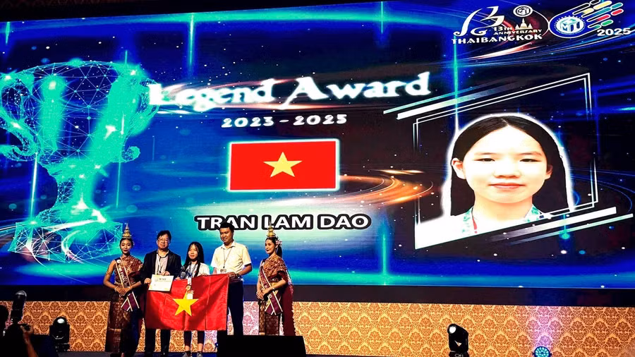 Trần Lâm Đào – học sinh lớp 6, trường THCS Nguyễn Trường Tộ đạt Huy chương Kim cương.