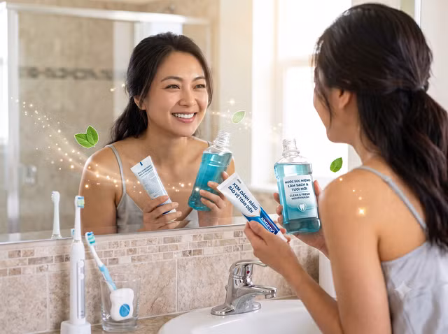 Việc lựa chọn nước súc miệng nên dựa vào tình trạng răng miệng và mục đích sử dụng. Ảnh minh họa: L.Y tạo từ Gemini