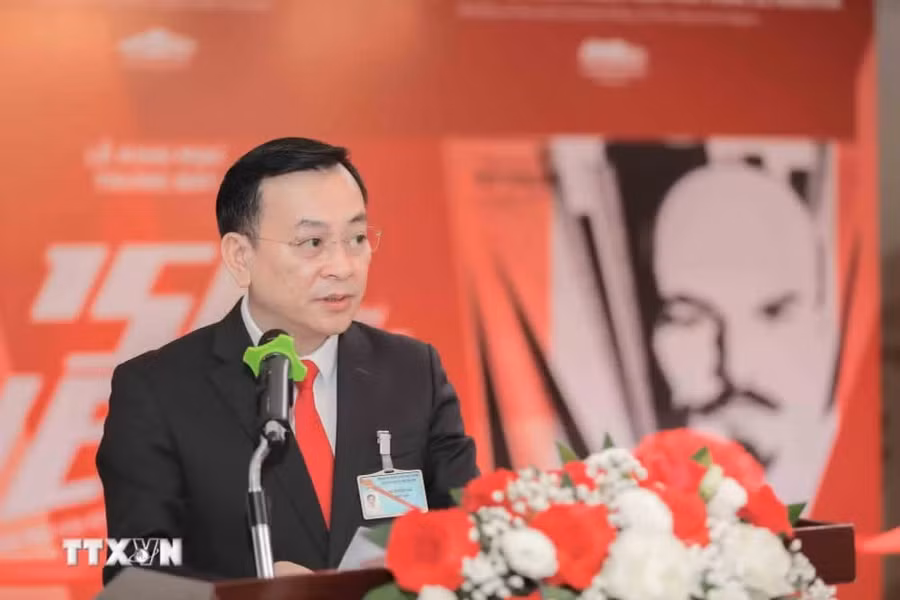 Tiến sỹ Vũ Mạnh Hà, Giám đốc Bảo tàng Hồ Chí Minh phát biểu khai mạc. Ảnh: Phan Phương/TTXVN