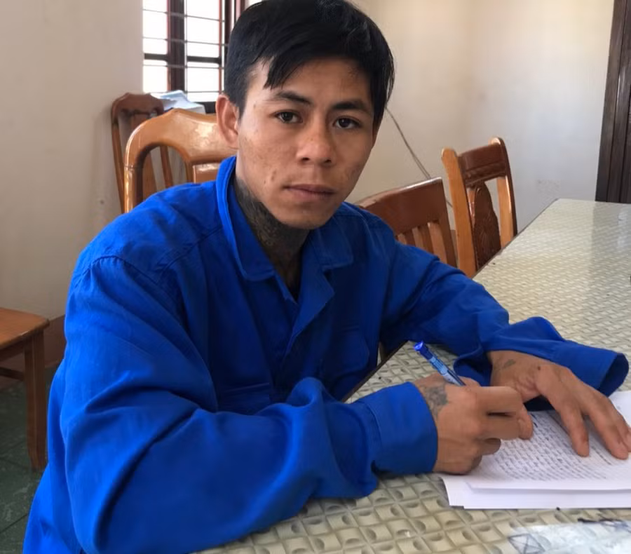 Đối tượng Đặng Thái Bảo tại Cơ quan Điều tra Công an huyện Đak Đoa. Ảnh: Lê Anh