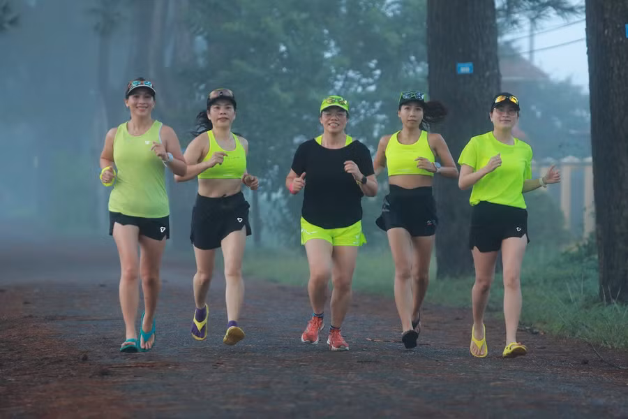 Các runner đã chạy qua Hàng thông trăm tuổi ở cự ly 21 Km. Ảnh: Quốc Việt