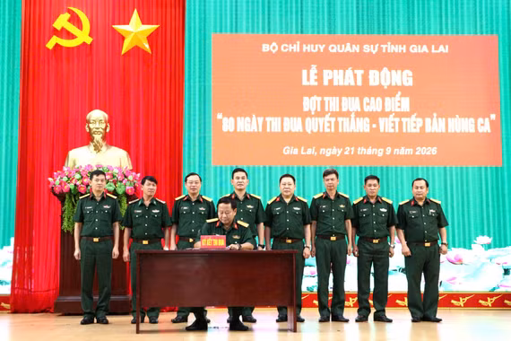 Bộ CHQS tỉnh Gia Lai phát động đợt thi đua cao điểm “80 ngày Thi đua Quyết thắng - Viết tiếp bản hùng ca”