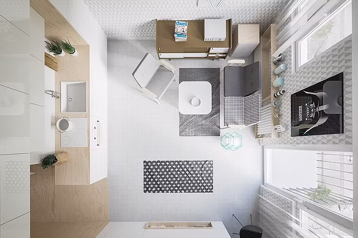 Đồ nội thất được lựa cẩn thận, phù hợp với diện tích nhỏ bé của căn nhà.