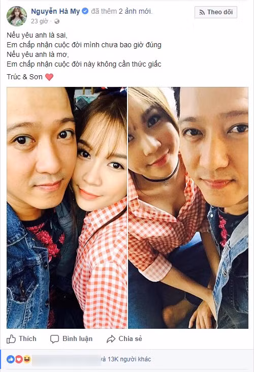 Chia sẻ của Sam khiến fan của Nhã Phương và Trường Giang "dậy sóng" Ảnh: Chụp màn hình Chia sẻ của Sam khiến fan của Nhã Phương và Trường Giang
