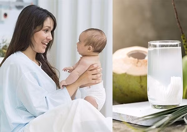 Mặc dù nước dừa có nhiều công dụng tốt cho em bé. Tuy nhiên do hệ tiêu hóa của bé còn non nớt nên trẻ trên 6 tháng tuổi mới được uống nước dừa. Ảnh minh hoạ: Internet
