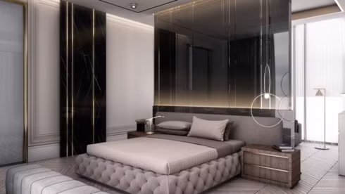 Một chiếc giường bọc nệm khiến bạn luôn muốn trở về nhà sau một ngày dài bận rộn.
