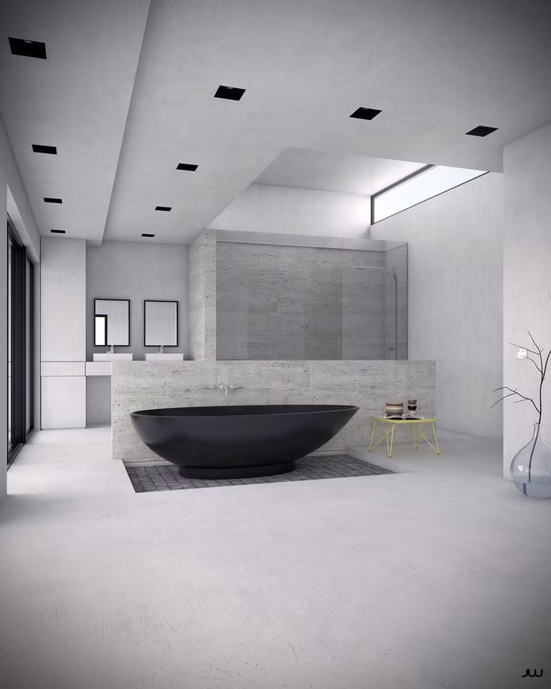 Với tông màu đen, bồn tắm gây ấn tượng như một quý ông lịch lãm vừa bước ra từ bản vẽ.
