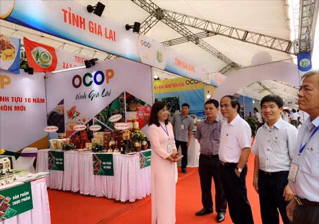 Đoàn công tác của tỉnh gia lai đến thăm gian hàng triển lãm 