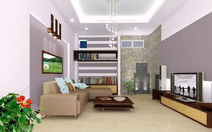 Thiết kế nội thất phòng khách cho nhà ống này mang phong cách Hàn Quốc. Ảnh: Noithatrieugia Thiết kế nội thất phòng khách cho nhà ống này mang phong cách Hàn Quốc. Ảnh: Noithatrieugia