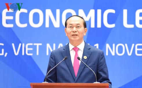 Chủ tịch nước Trần Đại Quang phát biểu tại cuộc Họp báo.