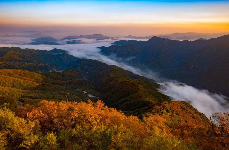 Phong cảnh mùa Thu tuyệt đẹp trên núi Jeoksang, Hàn Quốc, ngày 1-11. (YONHAP/EPA)